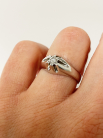 14 K Witgouden Tiffany Ring 0.20 ct Briljant Geslepen Diamant - H / VVS1