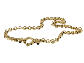 14 K Gouden Jasseron Slot Collier Saffier - 46 cm / 31,65 g