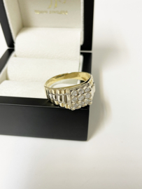 14 K Bicolor Gouden Heren Rolex Ring Briljant Geslepen Diamant - 8,4 g