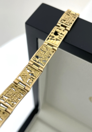 Antiek 18 Karaat Gouden Paneel Armband Arte Orfebre Peru Inca Ajour - 18.5 cm / 22.6 g / 9 mm