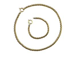 PALMIERO Jewelry Set 14 Karaat Gouden Vossenstaart Slot Collier + Armband - 5.5 mm / 45.34 g