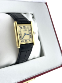 Must de Cartier Tank Large Model Quartz Roman Dial Pin Buckle - 78389 Vermeil