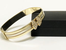 14 K Bicolor Gouden Slaven Armband 0.40 crt Briljantgeslepen Diamant