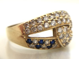 14 K Gouden Fantasie Ring Saffier / Zirkonia - 5,29 g