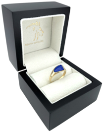 14 Karaat Gouden Dames Ring Lapis Lazuli / Briljant Geslepen Diamant