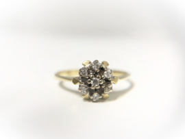 14 K Antiek Gouden Rozet Ring 0.15 crt Briljantgeslepen Diamant - H / VS1