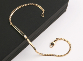 14 K Gewalst Gourmet Schakel Armband 0.03 Diamant - 18 cm