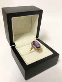 Antiek 14 K Gouden Entourage Ring Facetgeslepen Amethyst