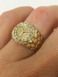 14 K Gouden Mercedes Ring 0.30 crt Briljantgeslepen Diamant - 8,65 g