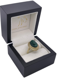 Vintage 14 K Gouden Ovaal Malachiet Camee Ring
