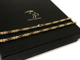 14 Karaat Gouden Fantasie Schakel Collier - 46,5 cm / 24,4 g / 4,3 mm