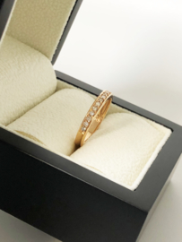18 K Rosé Gouden Rijring Bijzet Ring 0.28 crt Diamant F / VS2