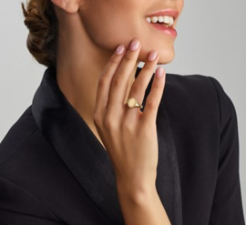 14 K Gouden Dames Zegelring Pink Ring Graveer Ring Ovaal