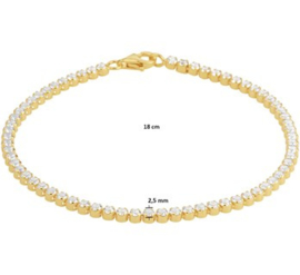 Zilveren Tennisarmband Heldere Zirkonia - 18 cm / 2,5 mm