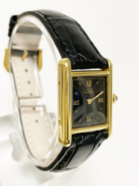 Must de Cartier Tank Black Roman Dial Quartz Dames Polshorloge - 366001