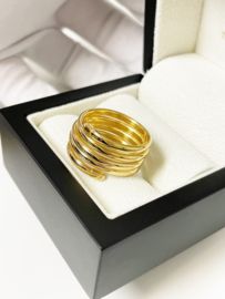 18 K Gouden Wikkel Ring 1,3 cm Geringde Eindstukken  - Mt 18,3