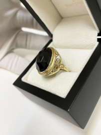 14 K Antiek Gouden Ring Facet Geslepen Granaat (bol) - Handgemaakt