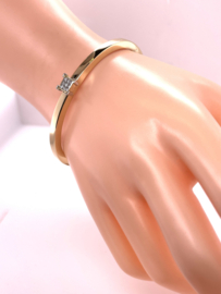 18 Karaat Massief Gouden Bangle Prinses Geslepen Diamant - 20.2 g