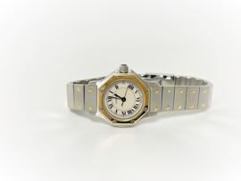 Cartier Santos Ronde Octagon Small Model Staal / Goud Roman Dial Quartz - Full Set
