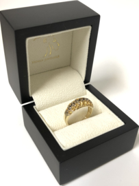 14 K Gouden Bandring Briljantgeslepen Rookkwarts / Citrien