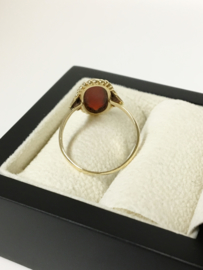14 K Antiek Gouden Ring Facetgeslepen Carneool