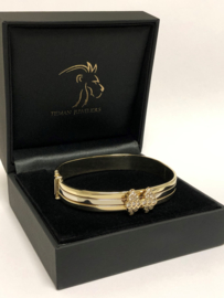 14 K Bicolor Gouden Slaven Armband 0.40 crt Briljantgeslepen Diamant