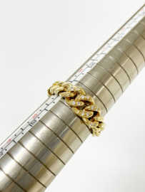 18 K Massief Gouden Schakel Ring (Flexibel) Briljant Geslepen Diamant