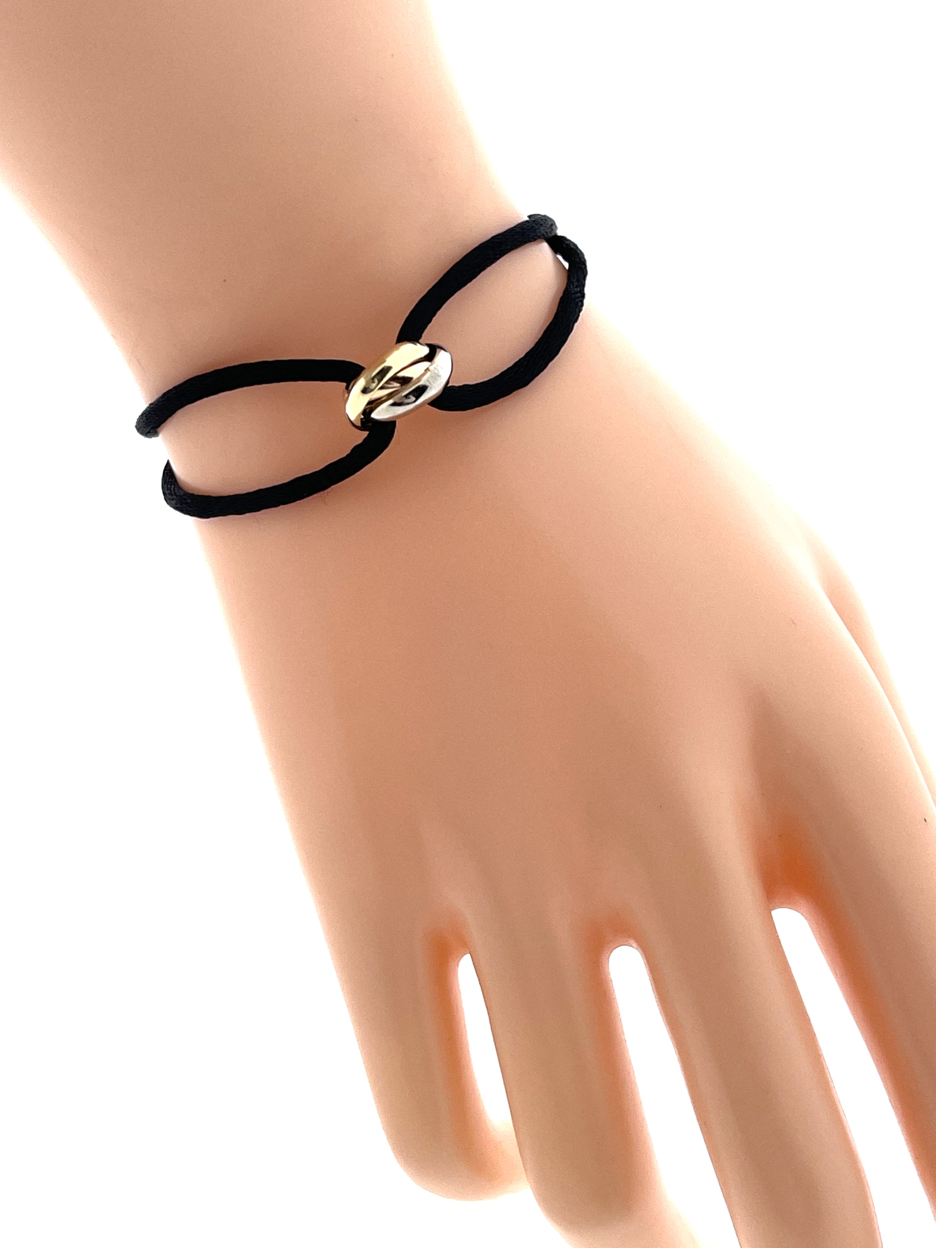 Satijnkoord Armband Tricolor Gouden Ringen 13-26 cm / 11 mm