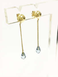 14 K Gouden Oorhangers Geslepen Baby Blue Spinel