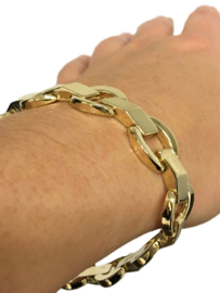 14 Karaat Gouden Fantasie Schakel Armband - 20 cm / 17,1 g