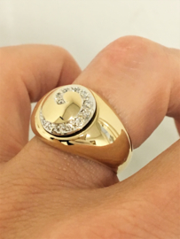 Grove 14 K Gouden Ring Draaibare Ringkop Met 0.12 crt Diamant - 8,7 g