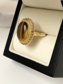 14 K Antiek Gouden Tijgeroog Entourage Ring