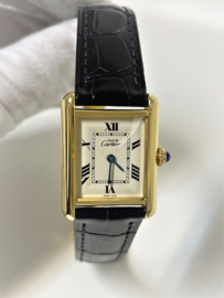 Must de Cartier Tank Midsize Quartz White Roman Dial Deployante Incl Cartier Garantie