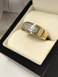14 K Bicolor Gouden Bandring 0.20 crt Briljantgeslepen Diamant