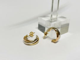 18 K Tricolor Gouden Oorstekers Ringen
