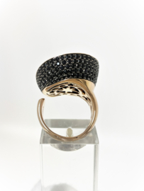 AL CORO 18 K Massief Rosé Gouden Ring 5,29 crt Briljant Geslepen Zwart Saffier - 17 g