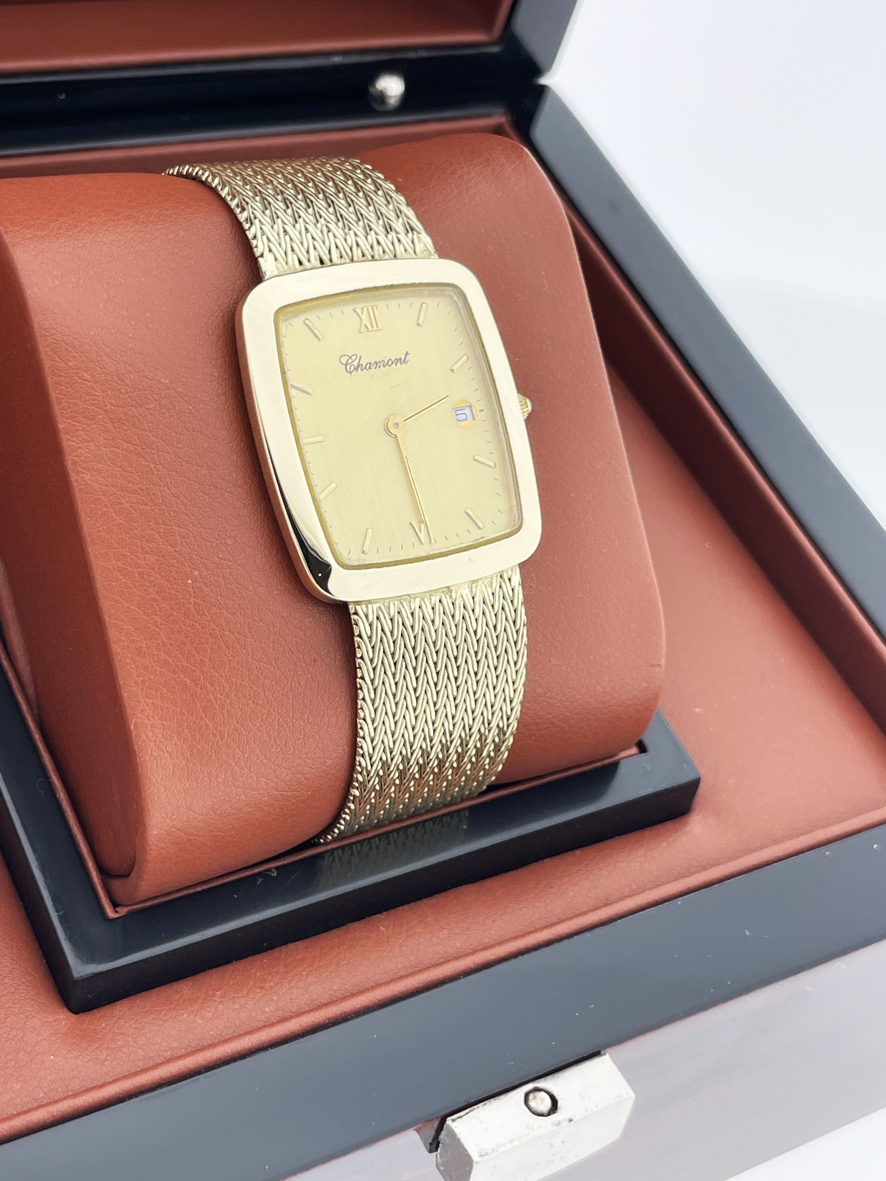 Chamont 14 Karaat Gouden Heren Horloge Quartz Milanese Band Jaren '90
