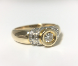 14 K Bicolor Gouden Solitair Ring 0.33 crt Diamant