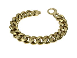 Zware Massief Gouden Gourmet Schakel Armband - 22.5 cm / 118 g / 14 mm