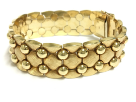 Brede 14 K Gouden Fantasie Schakel Armband - 20 cm / 46,5 g