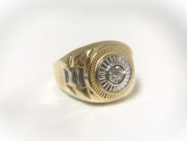 14 K Bicolor Gouden Heren Ring Briljantgeslepen Zirkonia - 6,6 g