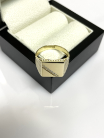 14 Karaat Gouden Heren Ring Briljant Geslepen Cubic Zirkonia
