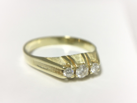 Antiek 14 K Gouden Rijring 0.20 crt Briljantgeslepen Diamant H/ VS2-SI