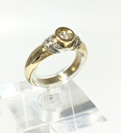 14 K Bicolor Gouden Solitair Ring 0.33 crt Diamant