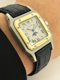 Cartier Santos Moonphase Quartz - Staal / Goud Incl Doos, Certificaat en Boekjes
