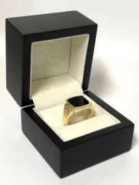 14 K Gouden Heren Zegelring Onyx / Meander Versace Motief - 8,95 g