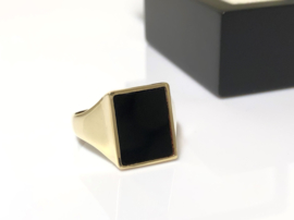 Antiek 14 K Massief Gouden Heren Zegelring Onyx / Rechthoek - 11,05 g