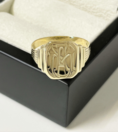 Handvervaardigd 14 K Antiek Gouden Zegelring Monogram A/M
