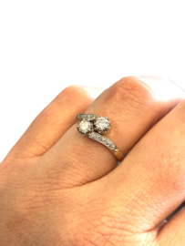 Gouden Slagring Toi et Moi 0.46 ct Briljant Geslepen Diamant D/IF