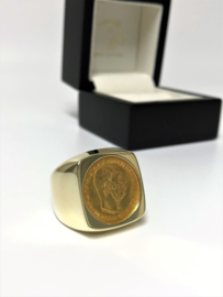 Grove Heren Ring Met Gouden Munt - 10 Coronas 1912 / 14,65 g